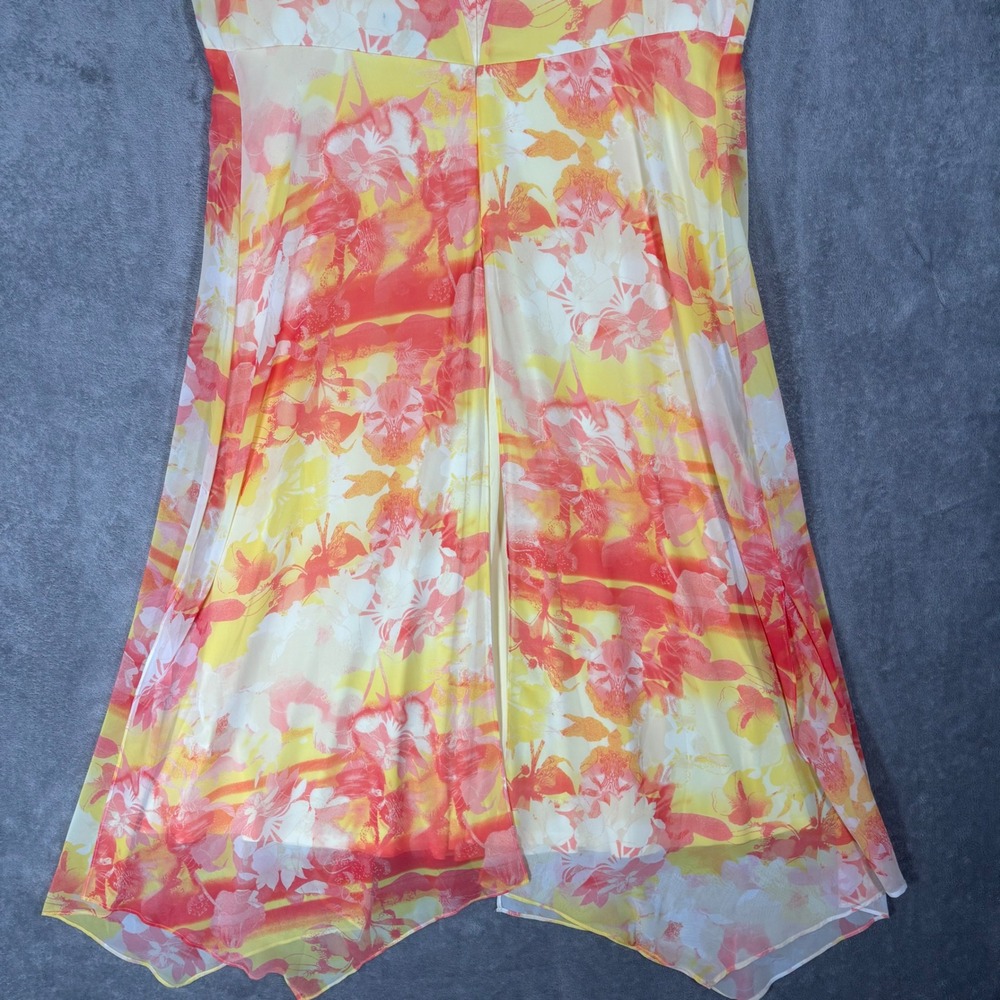 Lane Bryant Womens 18 Floral Handkerchief Hem Maxi Dress Orange Yellow Tassels - Picture 11 of 15